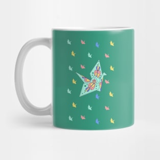 Grue en origami pastel Mug
